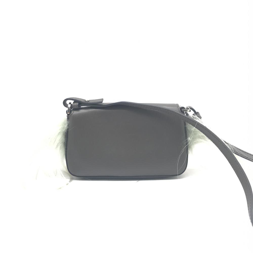 Fendi Nappa Shatoosh Fox Goat Fur Leather Crossbody Bag Black View 3